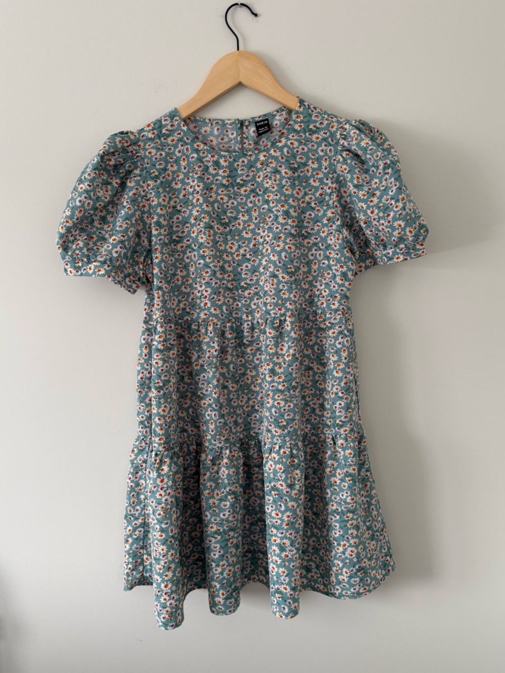 Floral Puff Sleeve Ruffle Mini Dress (size XS- Petite)